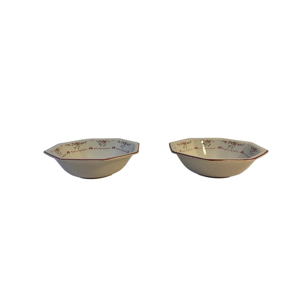 Johnson Brothers Madison Pattern 8-Sided Floral Design Set-2 Coupe Cereal Bowls